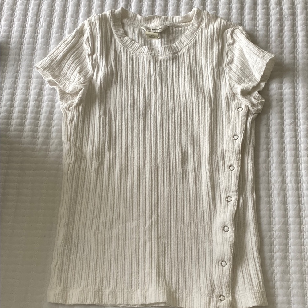 Club Monaco Ribbed Knit Short Sleeve Tee